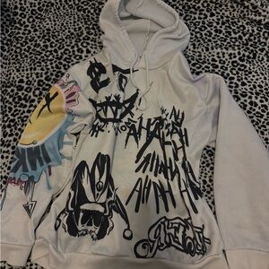 White Hoodie with Bold Graphic Design